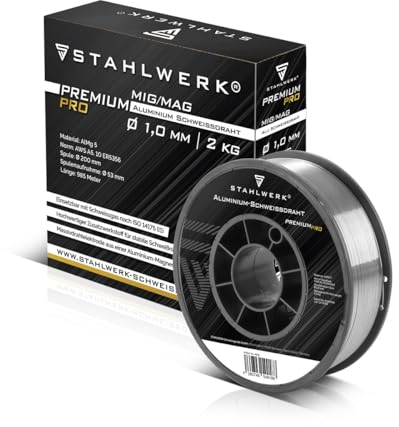 STAHLWERK MIG/MAG Aluminium Schweißdraht Ø 1,0 mm ER5356 (AlMg5) – 2 kg D-200-Spule, 50 mm Dorn, universell einsetzbar, hochwertige Massivdrahtelektrode zum Schweißen von Aluminium mit Schutzgas