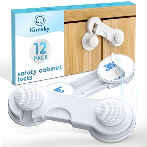 Kimsky Sécurité Bebe, 12 Pièces Porte Securite Bébé, Bloque Porte Bébé, Protection Sécurité Bébé pour Toilette FenêTre RéFrigéRateur Tiroir, Adhésif Fort Sans Perçage
