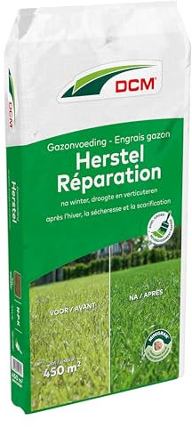 DCM Nourriture pour gazon - 18 kg - 450 m² - Pour une récupération rapide et un gazon vert
