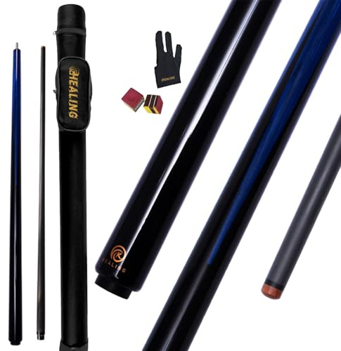 OKHEALING Stecca da biliardo, 147 cm, puntale in fibra di carbonio T700, testa da 12,9 mm, stecca da biliardo professionale con arti in legno tecnico per palle da 8 e 9