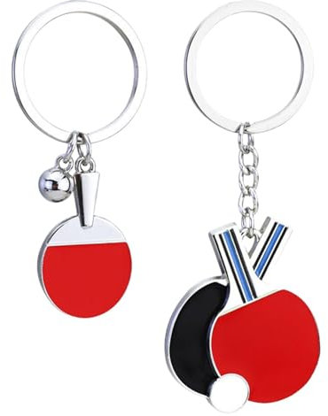 Generisk 2 stycken bordtennis nyckelring, paddel nyckelring, hänge bordtennisracket fickprydnad, bordtennisracket design nyckelring hänge, flerfärgad, En Storlek