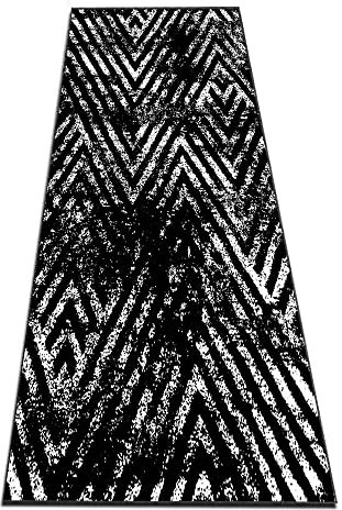 Küchenläufer für Flur, Eingangsbereich, waschbar, saugfähig, Anti-Ermüdungsmatte, 90 x 370 cm, Schwarz und Weiß