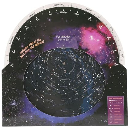 Star Finder, Star Map Guide for Astronomy Rotating Direction Star Finder Telescope Accessory for 30‑50 Degrees North Latitude