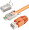 FGB 10Gbps RJ45 Stecker CAT 7 CAT 6A,10er Set Netzwerkstecker, Pass-Through & Geschirmt, 50μ Vergoldet, Lan Stecker für Verlegekabel AWG23 POE