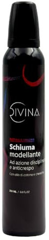 Schiuma Modellante ad azione disciplinante e anticrespo per capelli mossi, ricci, super-ricci ultra definiti ed elastici Natural&Amazing di DIVINA BLK con olio di cotone e cheratina (200ml)