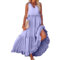 Générique Robe Longue Boheme Mariage Été Robe Chemise Fluide Courte col en V Vetement Femme Ete Plage sans Manches Summer Dress Et Ventes Flash Violet léger XL