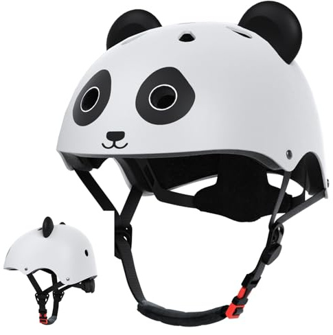 KORIMEFA Süßer Kinder Helm Fahrradhelm Skaterhelm 1-8 Jahre Jungen Mädchen, Bärchen Panda Form, 44-50cm