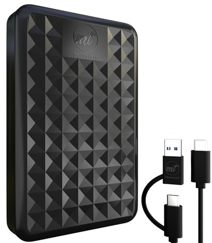 ModusTech 1TB Disque Dur Externe Portable USB 3.0 Type-C Haute Vitesse Compatible avec Windows, Mac, PC, PS4 et Xbox Stockage Fin pour Sauvegarde de données, Films, Jeux et Photo (Nero)