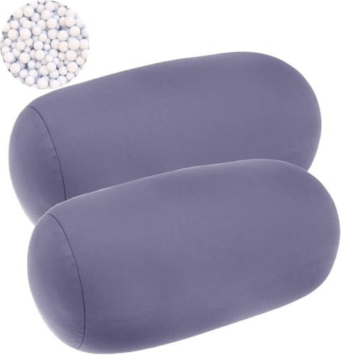 HFZCV 2 Pcs Microbead Roll Pillow Soft Pillow Bolster Cylindrical Pillows Microbead Cushion Pillows Neck Head Back Support for for Home Office Travel (30 x 16 x 16 cm)