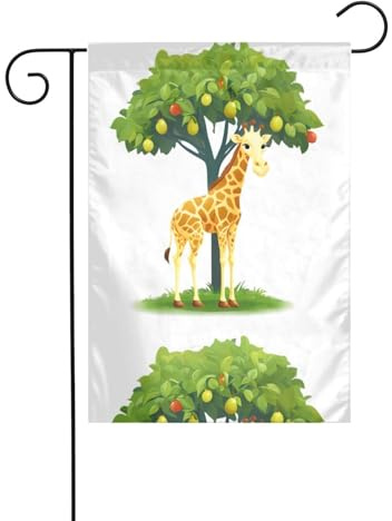 BROLEO Girafe près du poirier - Mât de jardin - Décoration de cour extérieure - Tendance - 30,5 x 45,7 cm