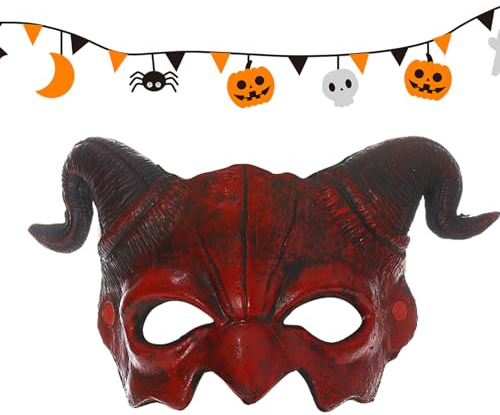 Halloweenansiktsskydd – skräckhalvt kostymmask, justerbar huvudbonad, lätta cosplay-tillbehör | Perfekt för kvinnor, män, vuxna, fester, festivaler, evenemang, parader och Kar