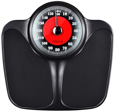 Pèse-personne mécanique professionnel avec pédale antidérapante surélevée et pieds en caoutchouc antidérapants, capacité de pesée jusqu'à 160 kg, pour personnes âgées, hommes et femmes