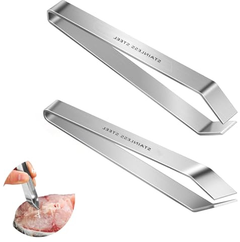 BLPRKOT 4 Pezzi Pinzetta per Lische di Pesce, Pinzetta per Ossa, Pinzette Cucina in Acciaio Inox per Peluria Pollame, Strumento Professionale per Rimuovere Ossa Pesce Pinza Leva Lische per Domestica