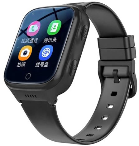 Derwye Smartwatch GPS Adulto Negro con Tarjeta SIM (Obligatoria) – Reloj Inteligente con Llamadas, Videollamadas, Detector de Caídas, Botón SOS, Localizador GPS y Pantalla Táctil