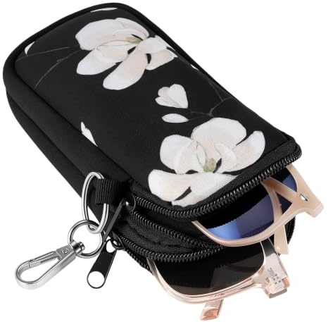 MoKo Double Glasses Case, Soft Sunglasses Case for Women, Portable Travel Glasses Pouch, Double Eyeglasses Case for Reading