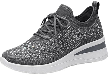 Sommarskor damsandaler kilklack – platåskor damer sommar stängda, sneakers strass fritidsskor halkfria halvskor bekväma sportskor snörning sneakers mode promenadskor