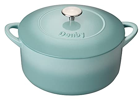 Denby - Pavilion Blue Cast Iron Casserole Dish - Dutch Oven, Oven Safe Pot, Enamelled - 26cm, 5.4L Capacity - Round