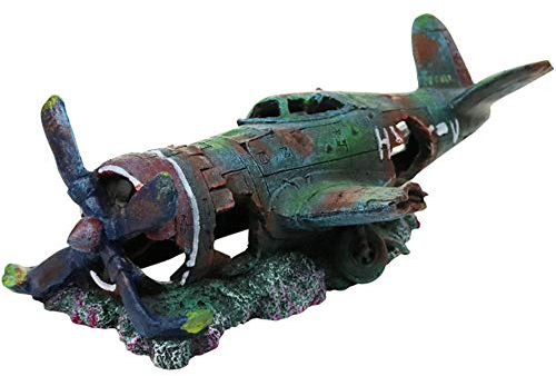 XUBX Aquarium Ornamente, Aquarium Rock Cave Dekoration, Flugzeug Berghöhle Zubehör Aqua Deko Für Kleine Garnele Fisch Schildkröte, das dekorative Polyresin Landschaft Für Fish Tank (24X 10.5X8cm)…