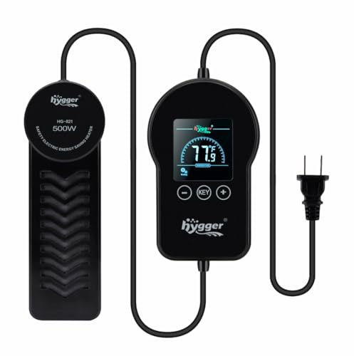 hygger 500W 800W Aquarium-Heizung, Unterwasser-Aquarium-Wasser-Heizung mit externem Farb-LED-Digital-Temperaturregler, schnelles Aufheizen für 60~180 Gallonen für Salz- und Süßwasser