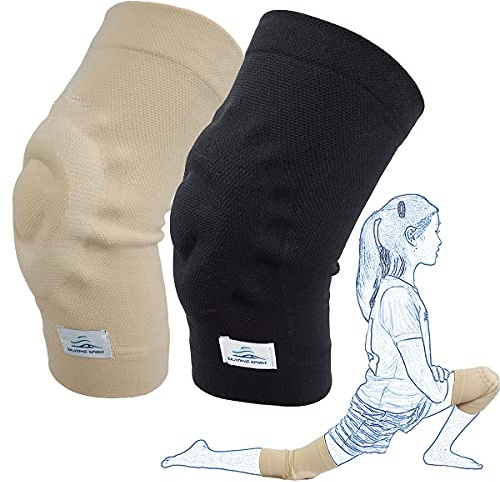 SKATINGSPIRIT Gel Knee Pads (1 Pair), Cushion and Support Knee Cap for Dancing Figure Skating Gymnastic, Youth and Adult (Small) Beige