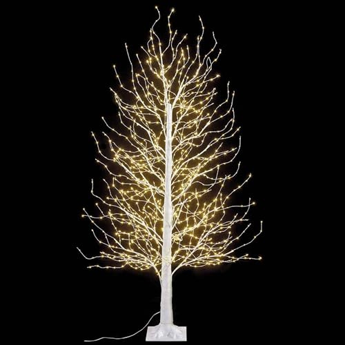 Albero Natalizio Luminoso con 1300 Luci Led Bianco Caldo - Albero di Natale Artificiale per Interni ed Esterni Altezza 1,8 Metri 208 Rami Luminosi - Albero di Natale con Luci Incorporate