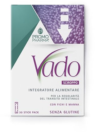 Vado Sciroppo Fichi e Manna - Integratore Alimentare - Con manna e fichi secchi - agevola il transito intestinale - 30 stick pack da 5 ml