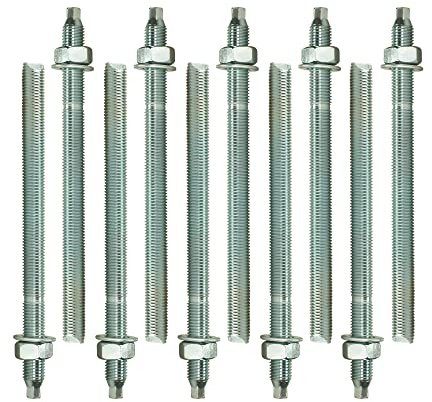 Isolbau Ankerstangen M8 x 160 mm - 10 Stück ETA Zulassung Gewindestange Verbundanker verzinkt mit Mutter & Unterlegscheibe Schwerlast-Anker Schwerlast-dübel