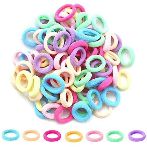 Elastici Capelli Bambina,Elastici per Capelli,100 Pezzi Elastici Piccoli Capelli Legami,Legami Mini Fasce per Capelli,Multicolore Capelli Piccoli e Morbidi Ragazze Coda di Cavallo per Bambine