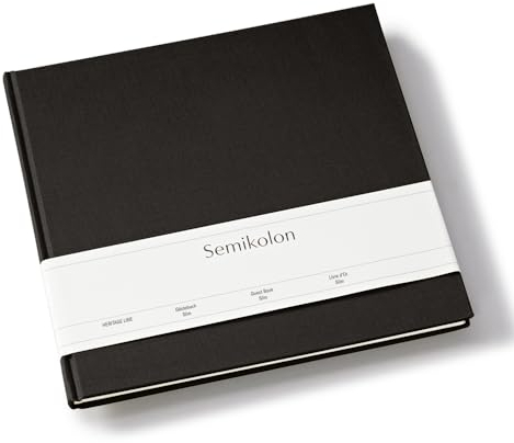 Semikolon 371034 Gästebuch Slim - 25 x 23 cm - mit 100 blanko Seiten zum Selbstgestalten, Lesezeichen - black schwarz