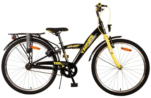 Volare Thombike Bicicletta per bambini – ragazzi – 24 pollici – Nero/Giallo – Freni a due mani