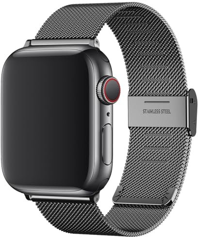 MMOBIEL Metall Uhrenarmband Kompatibel mit Apple Watch Band 42mm 44mm 45mm 49mm - Metall Edelstahl Ersatzarmband Kompatibel mit iWatch Ultra / 2 SE, Serie 9 8 7 6 5 4 3 2 1 – Schwarz