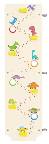 JEFLEX - JCW1 Kinder Kletterwand aus Holz mit gelben Klettersteinen/Ergänzung der Sprossenwände JCM2, JCM4, JCM5 – Indoor Klettergerüst für Kinder – Dino Kletterwand mit Klettergriffen & Löcher