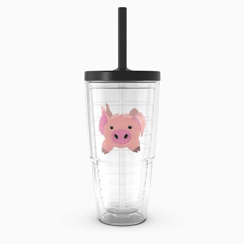 Tervis Front & Back Pig Made in USA Double Walled Insulated Tumbler Travel Cup Keeps Drinks Cold & Hot, 24oz with Straw Lid, Classic