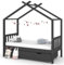Hommdiy Kinderbett mit Schublade Dunkelgrau Massivholz Kiefer 80x160 cm