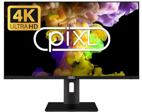 piXL 28 Inch 4K IPS LED Monitor, 2160p, 5ms Response, 60Hz Refresh, HDMI/DisplayPort, 16.7M Colours, VESA Mount, Black