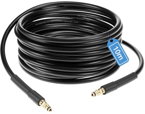 QWORK® 10 m Manguera de Limpiadoras de Repuesto de Alta presión, Compatible con Serie K K2, K3, K4, K5, K6, K7 Hidrolimpiadora