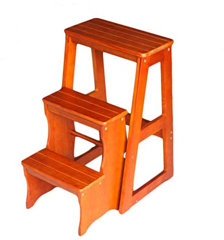 Solid Wood 3-Layer Step Stool Collapsible Multifunction Flower Stand Stool Ladder Home Kitchen Storage Rack plant stand