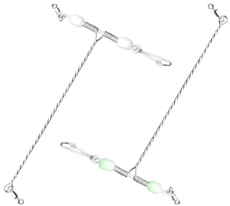 10 Pcs Stainless Steel Fishing Lures Wire Leader Trace with Snap & Luminous Glow Beads - Rigs Leaders Line Tackle