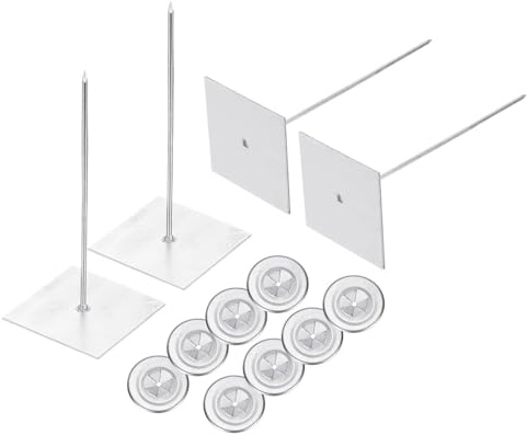 HiPicco Lot de 30 broches d'isolation autocollantes de 50 mm, rondelles rondes autobloquantes en aluminium pour panneau en mousse, mur, sol, plafond
