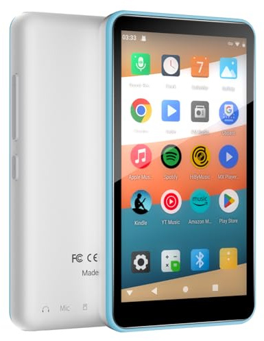 MP3 Player with Bluetooth and WiFi, 144GB Android 9.0, 4 Touch Screen, DGTenk Kids MP3 & MP4 Player for Spotify & Google Play, Parental Control, FM Radio, Long Battery Life for Travel & Gym(Sky-BL)