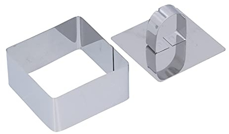 Anneau à Mousse Anneaux à Dessert -Gâteau Outil de Cuisson en Acier Inoxydable pour Créer des Apéritifs Salades Moulées Gâteaux Mousses et Desserts Argent 4cm 1pc (Carré)