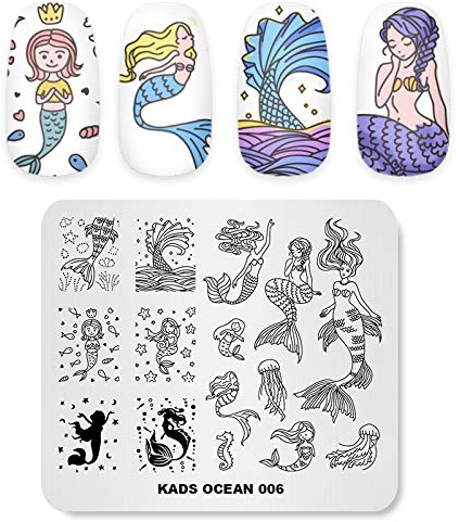 KADS Plantilla de Uñas Sirena Placa Estampado Imagen para Arte de Uñas DIY Plantilla(OC006)
