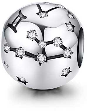 LaMenars Damen 925 Sterling Silber Charms und Perlen mit 12 Sternbildern, kompatibel mit Pandora & Europäischen Armband Halskette, Sterling-Silber