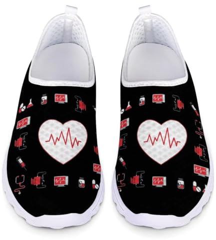 chaqlin Löparsneakers för kvinnor män ledig sport promenader gym träningsskor slip-on Road jogging loafers andas, Sjuksköterska mönster 13, 37 EU