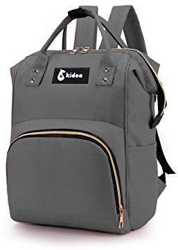 kidoo - Mochila para Pañales de Bebé 20L, Bolso Maternal Impermeable, Organizador Pañalera para Biberones, Ropa y Accesorios, Resistente y Fácil de Limpiar (Gris)
