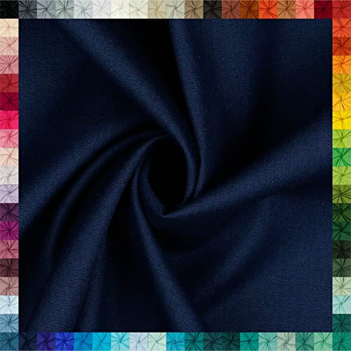 Bomullstyg, enfärgad, 100 % bomull, Tex, metervara, över 50 färger att välja mellan (14 marinblå, 200 x 148 cm)