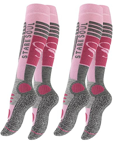 BestSale247 2 Paar Damen Skisocken Skistrumpf Funktionssocken für Wintersport mit Spezial-Polsterung in verschiedenen Farben (35-38, Pink-Lila)