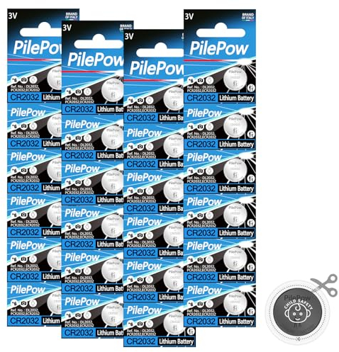 CR2032 Knopfzellenbatterie, 24er-Pack CR2032 3 V runde Flache Knopfzellen Batterien, hohe Leistung für Torfernbedienungen, Schlüsselanhänger, Waagen und kleine Elektronik