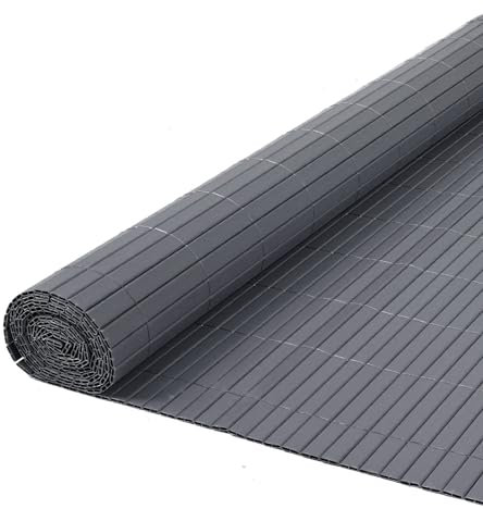True Products 1.8m x 4m PVC Garden Fence Artificial Bamboo Slat Privacy Balcony Screening Grey