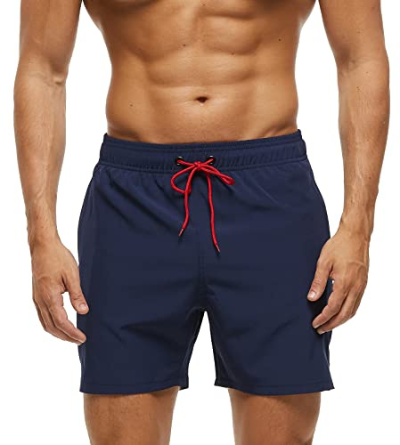 Aisprts Bañador Hombre Bañador Natacion con Bolsillos con Cremallera Pantalones Cortos de Playa Elásticos de Secado Rápido para Hombre con Cordón y Calzoncillos de Malla Interior